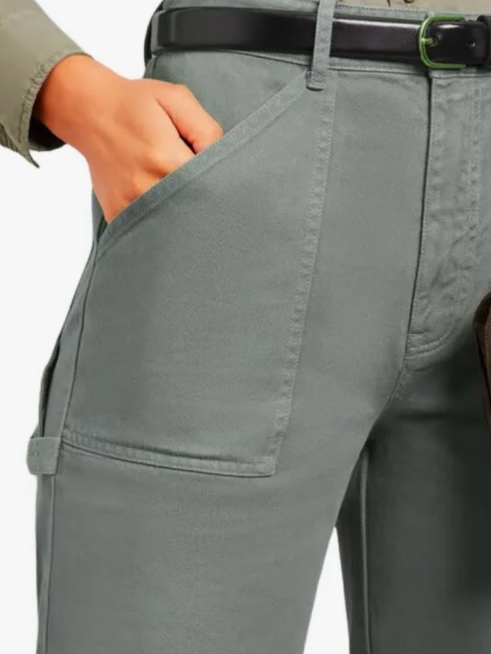 Nili Lotan Quentin Pant High Rise Wide Leg Carpenter Cargo Admiral Green Size 4 - Picture 2 of 8